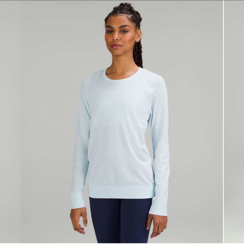 Lululemon Swiftly Relaxed Long Sleeve Top 2.0 in Powder Blue Sz 12 EUC